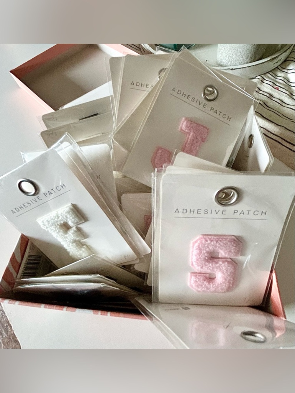 Adhesive letter patches-WHOLE BOX of fabric adhesive patches NEW